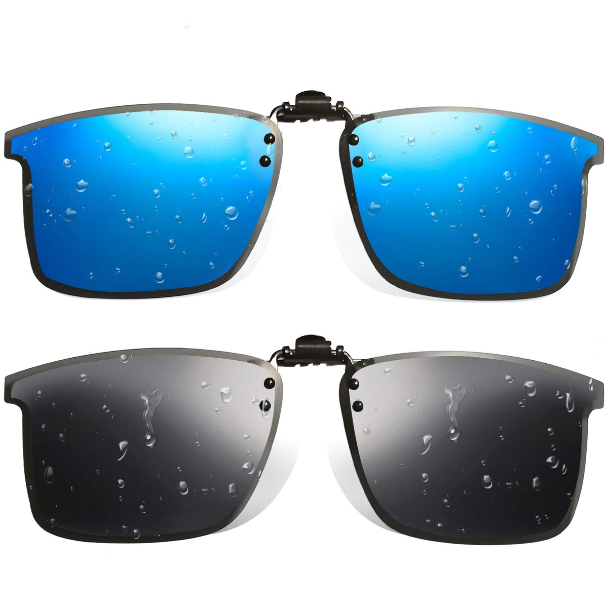 UpaClaire High-Definition Polarized Sports Sunglasses Clip Stylish And Ultra-Light Unisex Blue Grey 2 Pair