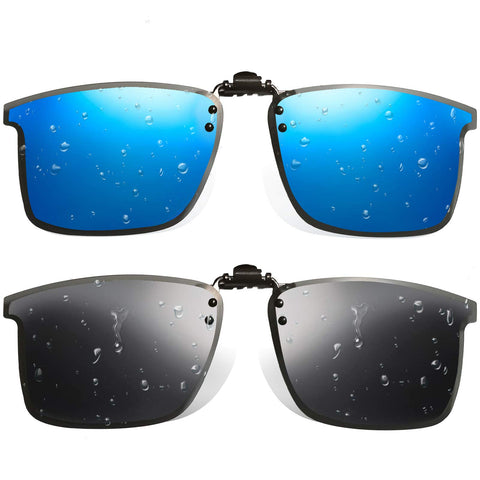 UpaClaire High-Definition Polarized Sports Sunglasses Clip Stylish And Ultra-Light Unisex Blue Grey 2 Pair