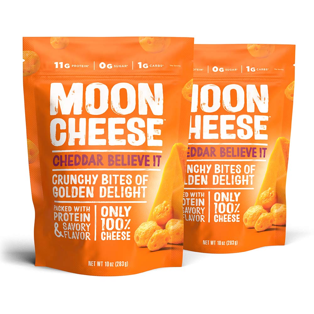 Moon Cheese Cheddar Believe It, 10 Ounce, 2-Pack, Crunchy, Protein-Rich Cheese Snack, Keto Friendly, 100% Real Cheese