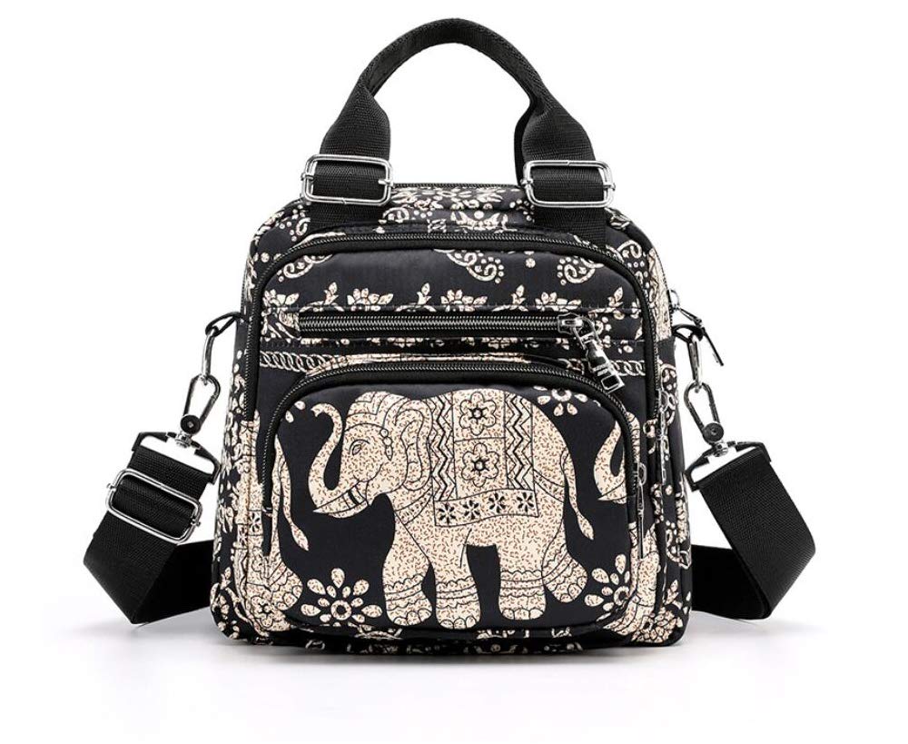 Ethnic Elephant Tote Shoulder Bag for Women - Ladies Cross-Body Handbags - 8 Pockets Small Size Women Bags - Daily Travel Holiday Messenger Bag