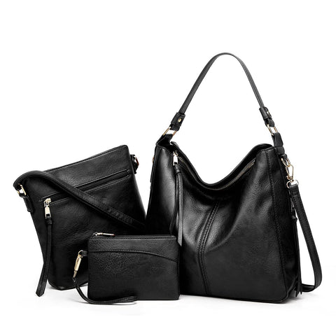 Pahajim Handbags for Women Shoulder Bags Women Leather Handbag Large Tote Bag Hobo Bag and Purse Set Crossbody Bags for Work, Shopping, Gifts for Women(Black)