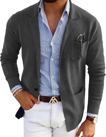 HanzhuoLG Men's Casual Business Blazer Coat Solid Color Slim Fit Lapel Suit Coat L