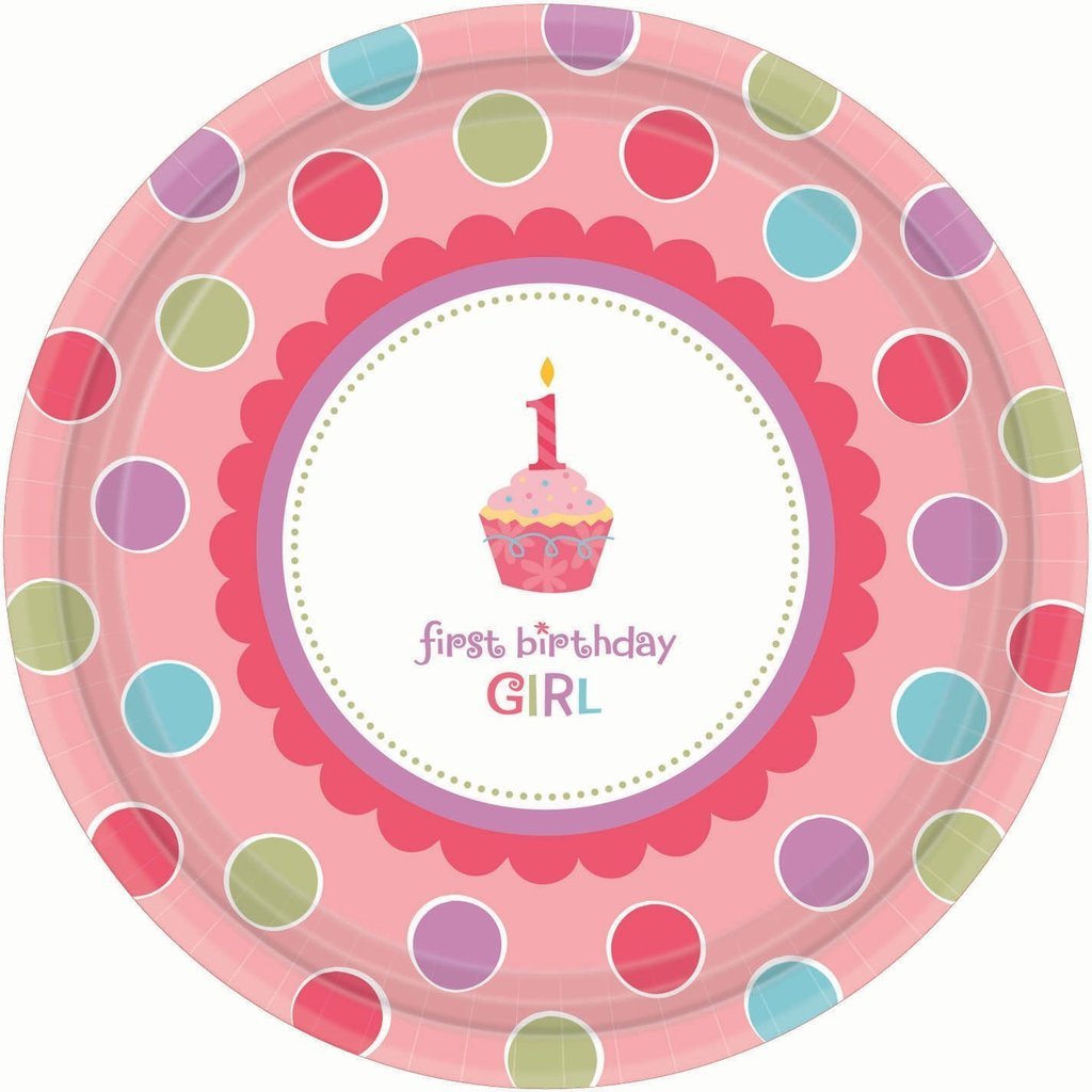 amscan Sweet Little Cupcake Girl Dinner Plates - 18 ct