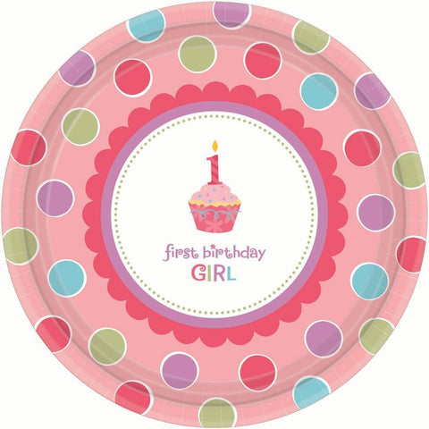amscan Sweet Little Cupcake Girl Dinner Plates - 18 ct