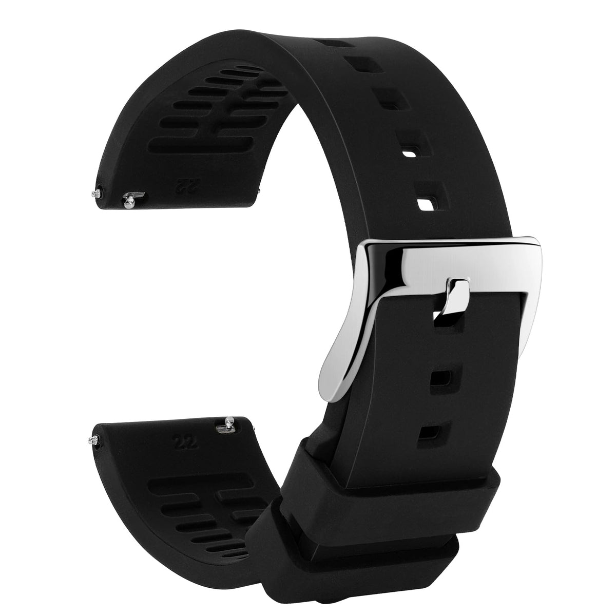 TStrap Silicone Watch Band for Men - Black Quick Release Watch Band for Women Soft - Waterproof Smart Watch Bracelet Clasp - Correa de Silicona para Reloj Replacement - 18mm 19mm 20mm 21mm 22mm 24mm