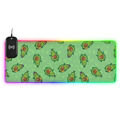 Green Avocado Wireless Charging Mouse Pad for Mobile Phone Extra Large Gaming Mousepad with 13 Lighting Modes Computer Mat for Gaming MacBook PC Laptop Desk Home Office