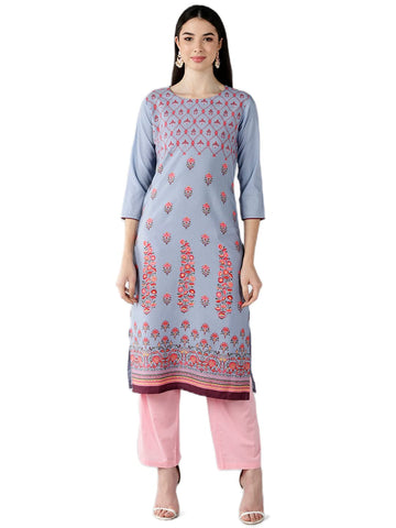 Vaamsi Crepe Printed Kurti(VPK1769_Grey_XXL)