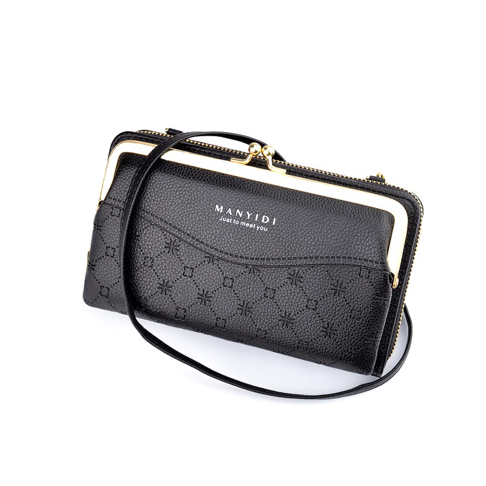 NEEVAS Cross Body Phone Bag for Women Ladies Purse PU Leather Zipper Wallet Shoulder Bag Clutch with Credit Card Slots
