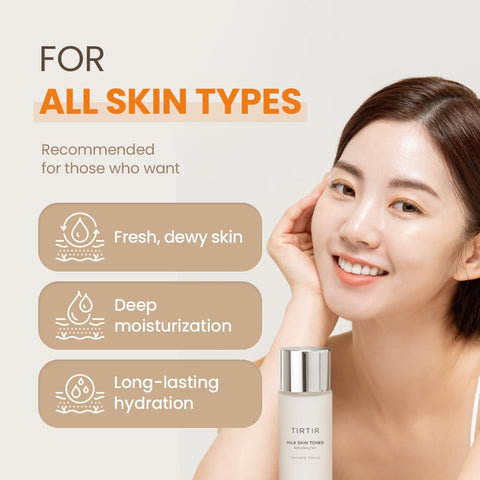 TIRTIR Milk Skin Toner | Deep Moisturizing, Instant Glow, 2% Niacinamide, Rice Bran Extract, Ceramide, Panthenol, Cruelty-Free, Fungal Acne Friendly, Vegan.