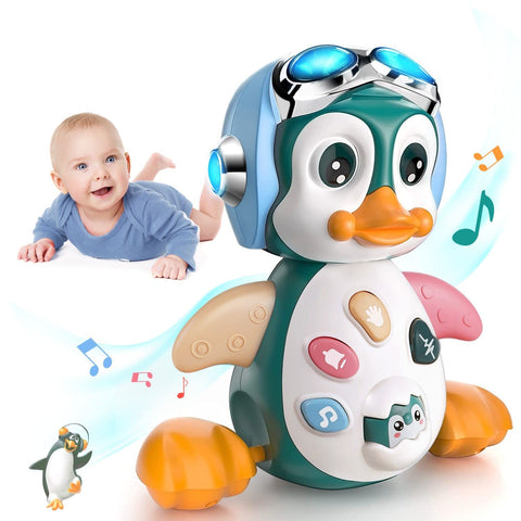 MOONTOY Baby Musical Toys for 1 Year Old Boys Girls, Infant Crawling Sound Toys with Music and Lights, Learning Baby Penguin Toys 6 Months plus, Educational 1st Birthday Presents 9 12 18 24 Months