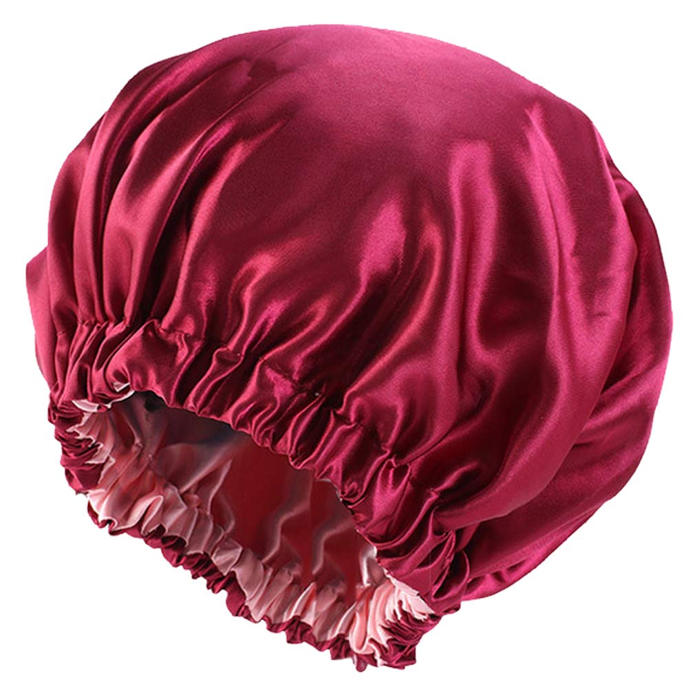 Satin Bonnet Silk Bonnet Hair Bonnet for Sleeping-Slouchy Beanie Hat Satin Sleep Cap for Women's Natural & Curly Hair(Red)