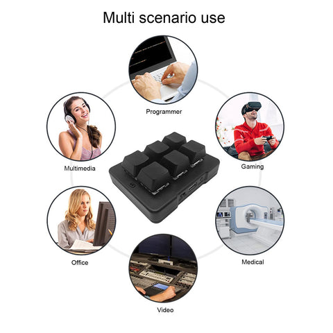 VBESTLIFE 6 Key Mini Keypad, USB 2.4G Bluetooth Mechanical Gaming Macro Keyboard One Handed Programmable OSU Keypad with RGB Lighting, for Windows, for Linux