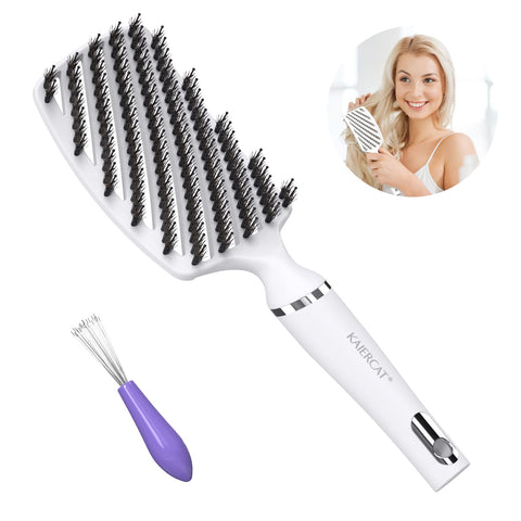 Kaier cat Hair BrushÃƒÂ¯Ã‚Â¼Ã…â€™Boar Bristle Brush Detangling Thick Hair Vented Hairbrush Faster Drying,100% Natural Boar Bristles Hair Brush Oil Distribution Detangle Hair Brush Blow Dry BrushesÃƒÂ¯Ã‚Â¼Ã…â€™White#0328mln