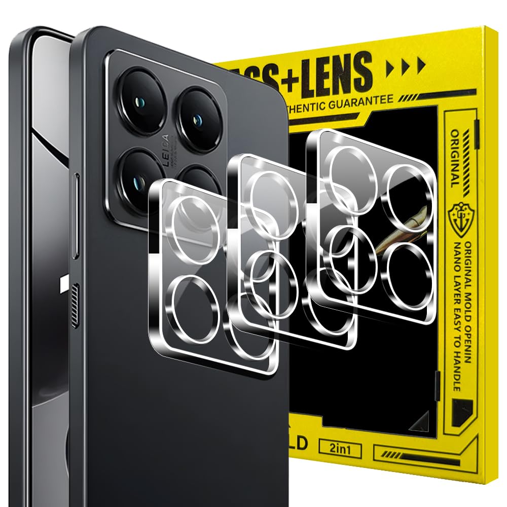 Lemxiee 3 Pieces Camera Tempered Glass Screen Protector for Xiaomi 14T Pro, HD Anti-Scratch Ultra Resistant
