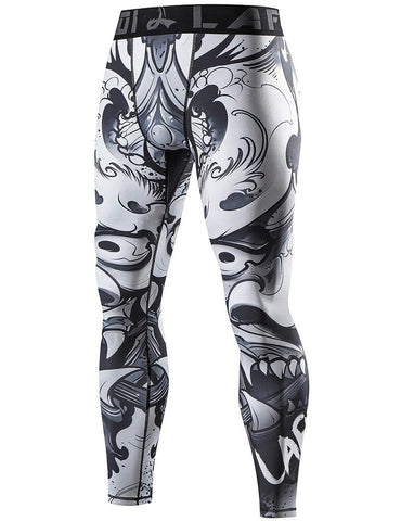 LAFROI Men's Quick Dry Cool Compression Fit Tights Leggings Waistband-YSK08 Hannya Size MD