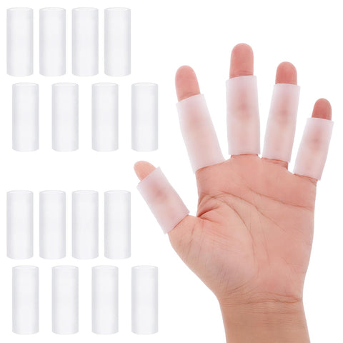 Sibba Finger Gloves Sleeve Protectors 16 Pcs Finger Rings Cushions Finger Cots Opening Compression Gloves Splints Bandaging Supplies Cover
