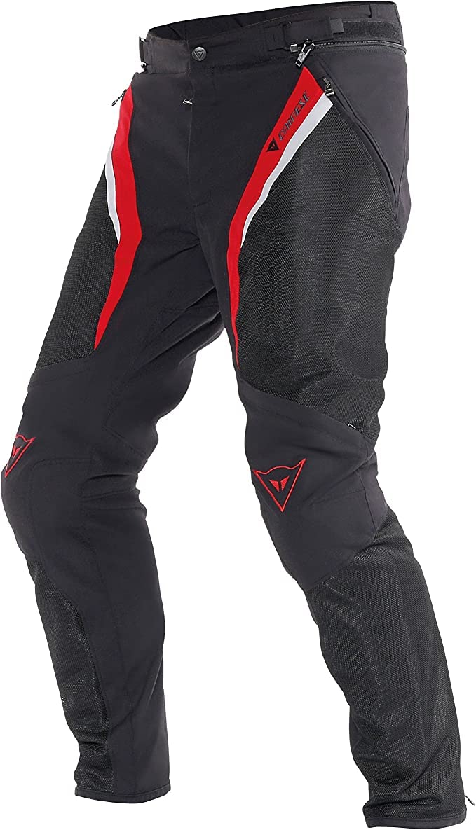 Dainese Drake Super Air Tex, Motorcycle Pants, Black/Red/White, 48