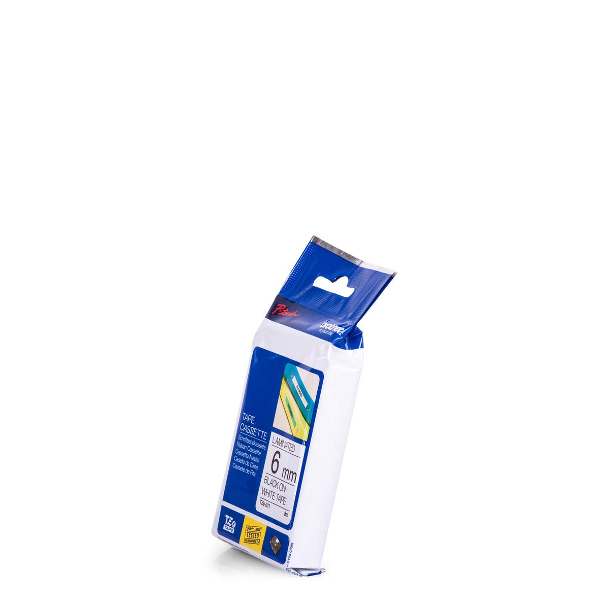 Brother TZe-211 Labelling Tape Cassette, 6 mm (W) x 8 m (L), Laminated, Brother Genuine Supplies - Black on White