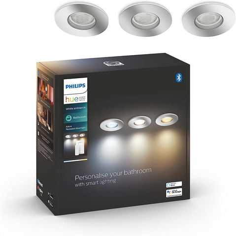 Philips Hue - Adore Hue Recessed Chrome 3X5W - White Ambiance Bluetooth