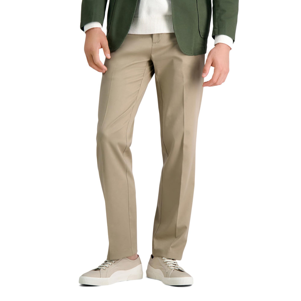 Haggar Men's Premium No Iron Khaki Straight Fit & Slim Fit Flat Front Casual Pant, British Khaki, 38W x 32L