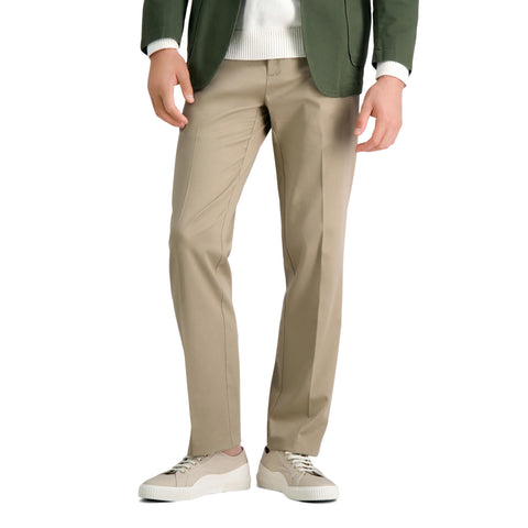 Haggar Men's Premium No Iron Khaki Straight Fit & Slim Fit Flat Front Casual Pant, British Khaki, 32W x 29L