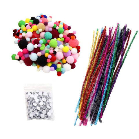 EXCEART 1 Set Christmas Material Pack Craft pom Balls Kids Fuzzy Sticks Crafts Kids Halloween Craft pom pom Balls Doll Plush Craft Sticks Bulk Child Plastic Process Tube Hairball