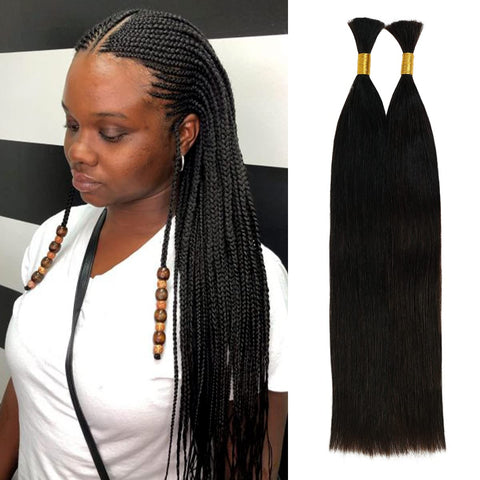 Starlet Micro Braiding Hair Human Bulk Hair Straight 20 Inch 200g (4Bundles) Virgin Human Braiding Hair for Micro Braids Hair No Weft Human Hair Extension (20Inch - 4Bundles, Straight - Natural)