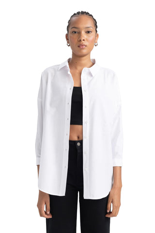 DeFacto Women's B0659ax Tunic Shirt, White, S