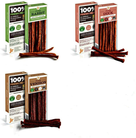 J R Pet Products 3 x 50g Game Variety Pure Dried 100% Fresh Meat Sticks Dog Treat Gluten & Grain Free (Rabbit Duck Venison)
