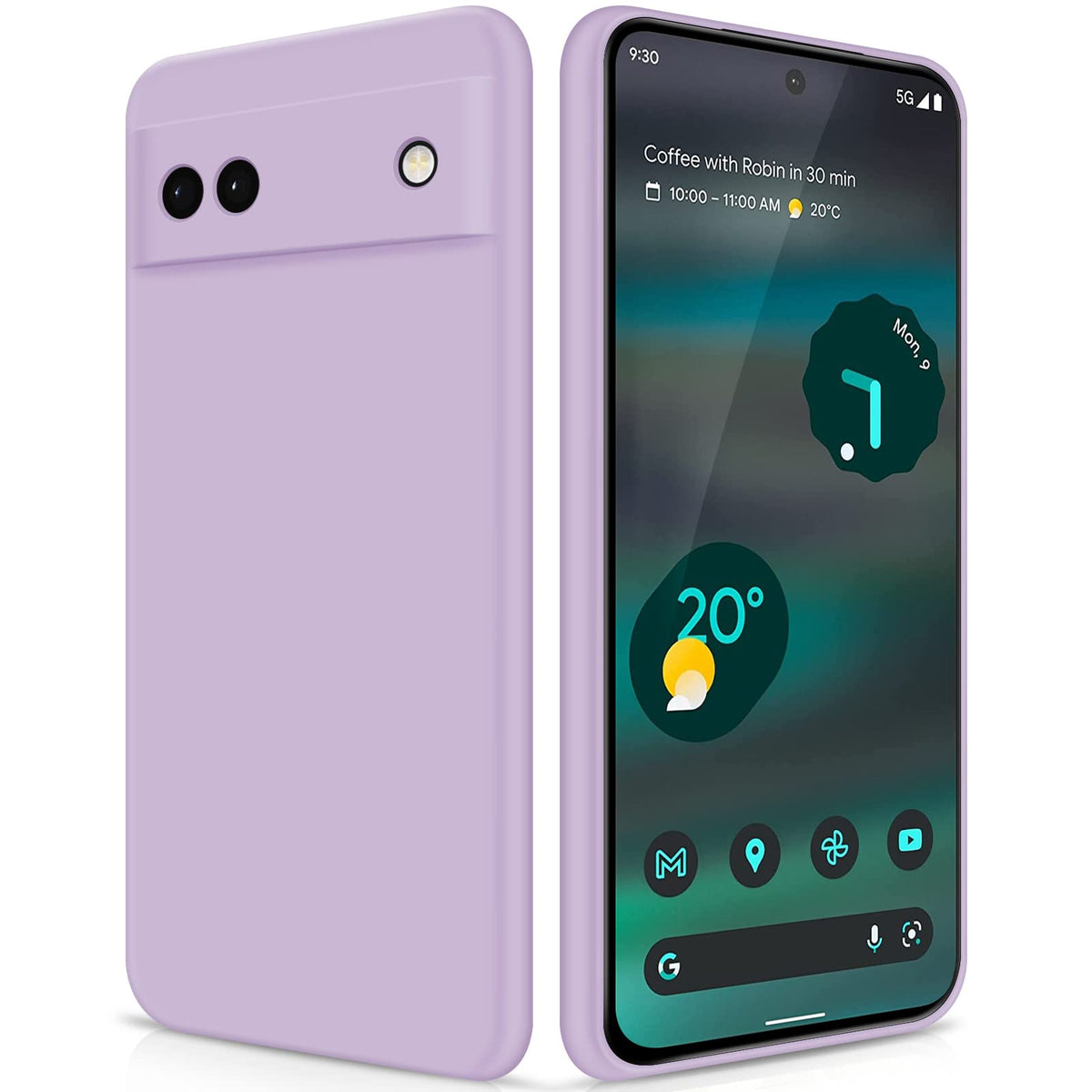 GiiYoon Silicone Case Compatible with Google Pixel 6A, Full Body Silky Soft Touch Phone Case with Camera Protection, Shockproof Cover with Microfiber Lining, Purple