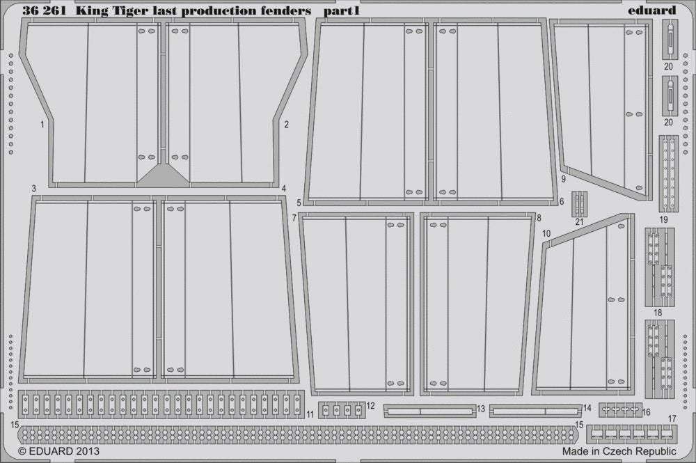 EDU36261 1:35 Eduard PE - King Tiger Last Production Fenders Set (for the Academy model kit) MODEL KIT ACCESSORY