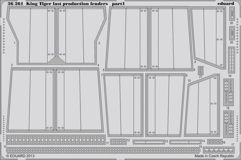 EDU36261 1:35 Eduard PE - King Tiger Last Production Fenders Set (for the Academy model kit) MODEL KIT ACCESSORY