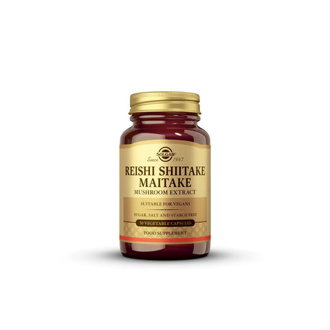 Solgar Reishi Shiitake Maitake Mushroom Extract - Vegetable Capsules - Pack of 50 - Combination of Japanese Mushrooms - Gluten Free - Vegan