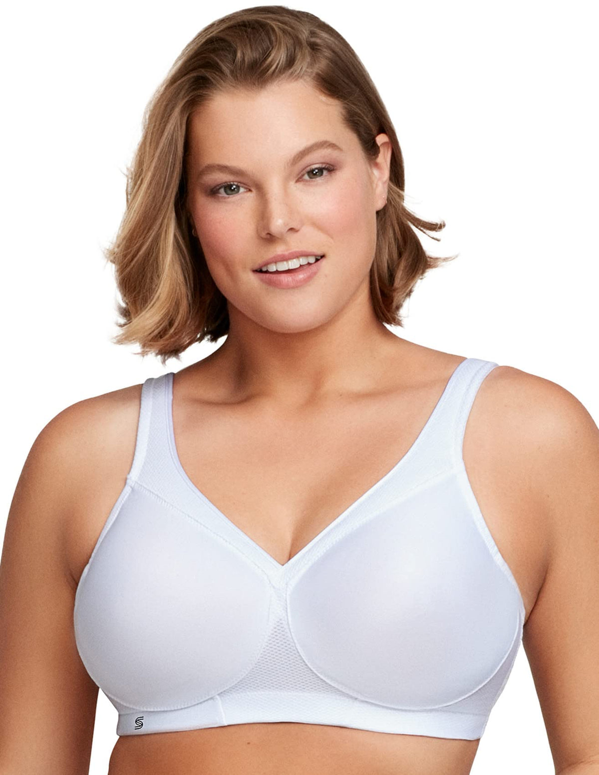 Glamorise Full Figure Plus Size MagicLift Seamless Sports Bra Wirefree #1006 White