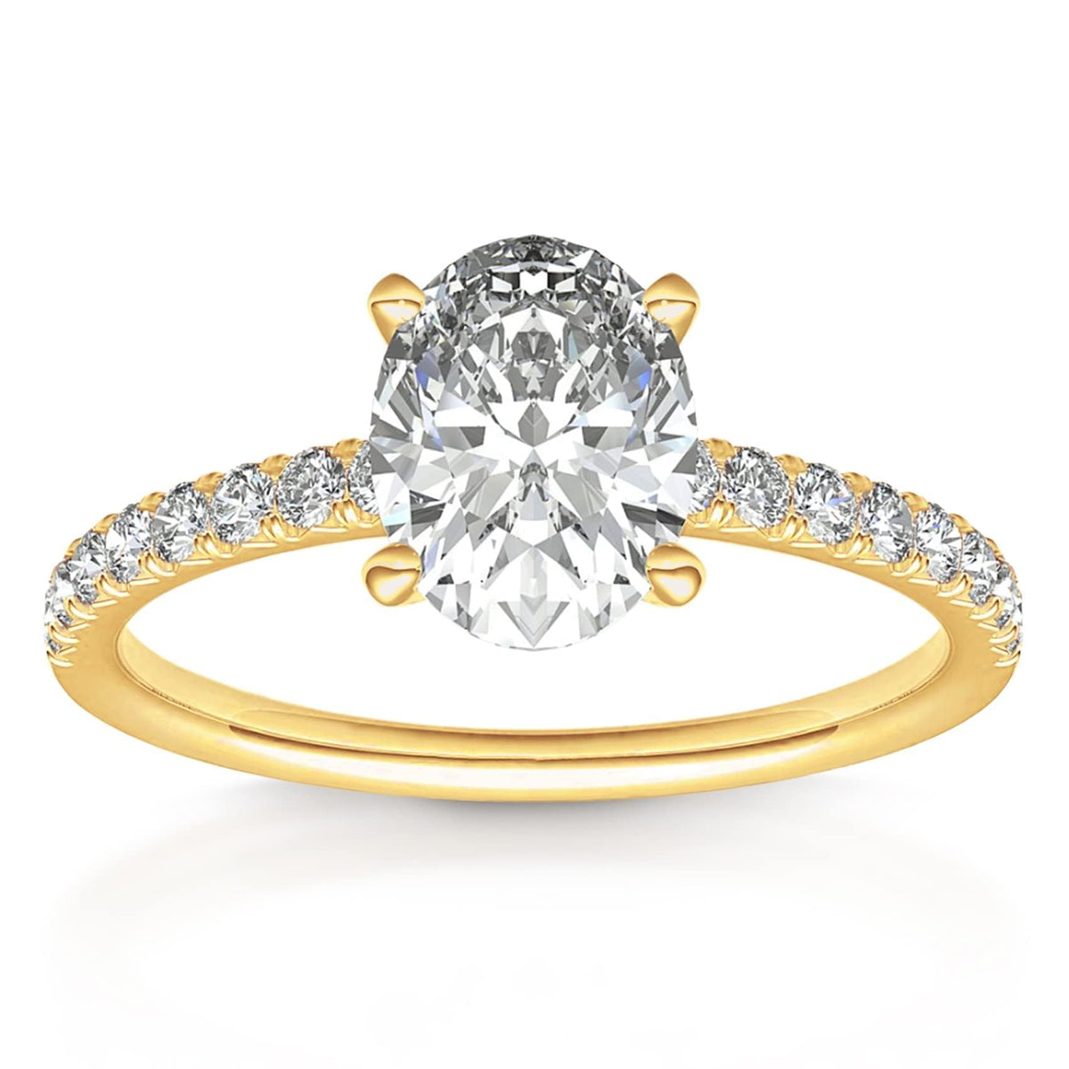 PAVOI 14K Yellow Gold Plated Engagement Ring For Women | Wedding Ring For Women | Oval Womens Fake Engagement Ring | Size 5.5