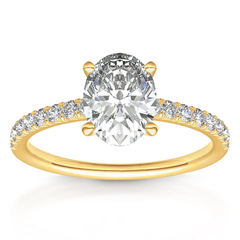 PAVOI 14K Yellow Gold Plated Engagement Ring For Women | Wedding Ring For Women | Oval Womens Fake Engagement Ring | Size 5.5