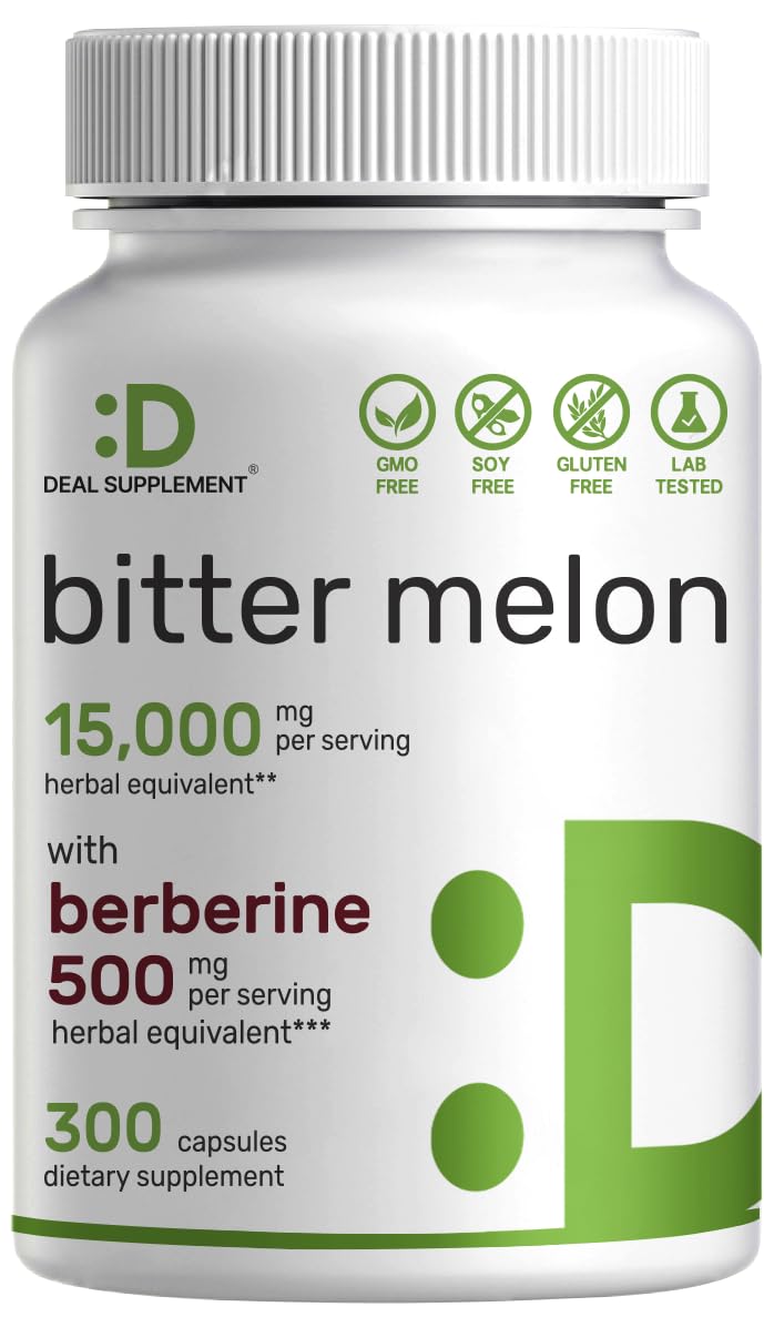 Bitter Melon with Berberine Supplement 15,000mg Per Serving, 300 Capsules