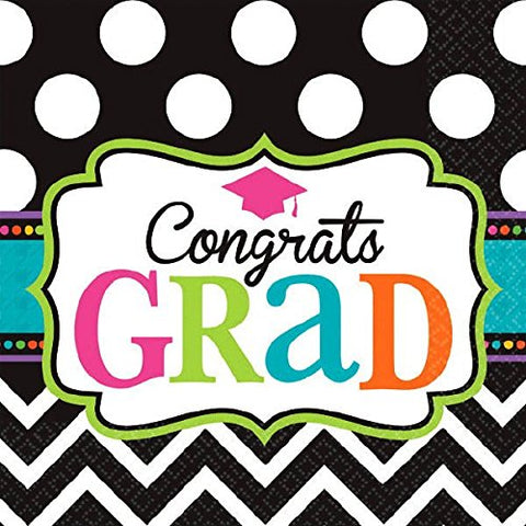 Amscan Dream Big Beverage Napkins Graduation Party Disposable Tableware, Paper, 5" x 5", Pack of 125.