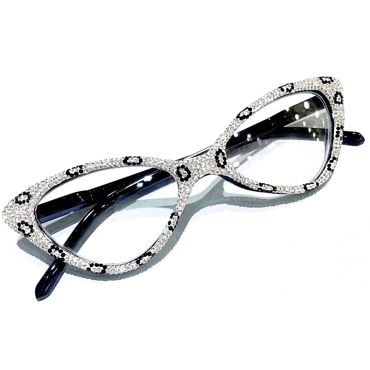 mincl Cat Eye Crystal Rhinestone Reading Glasses for Women Sparkling Eyewear Frames Female Trendy bling Diamond Reader (white, 2.5, multiplier_x)