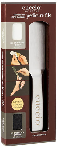 Cuccio Naturale Reusable Stainless Steel Pedicure File Kit with Extra Refills