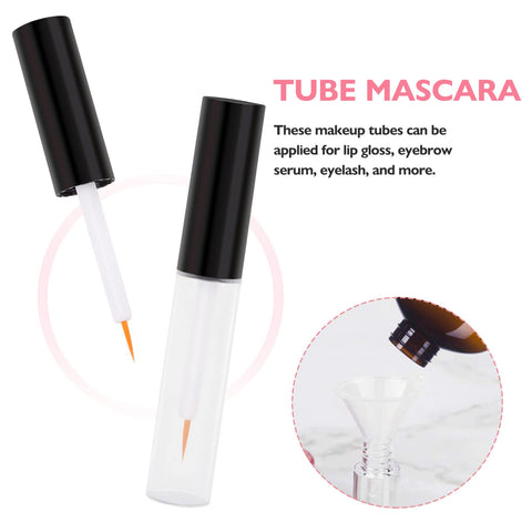 Lurrose 1 Set Empty Mascara Tube Eyeliner Tube Lip Gloss Bottle with Wand Funnels Transfer Pipettes and 4ml Makeup Vials Cosmetics Containers for Castor Oil DIY Mascara