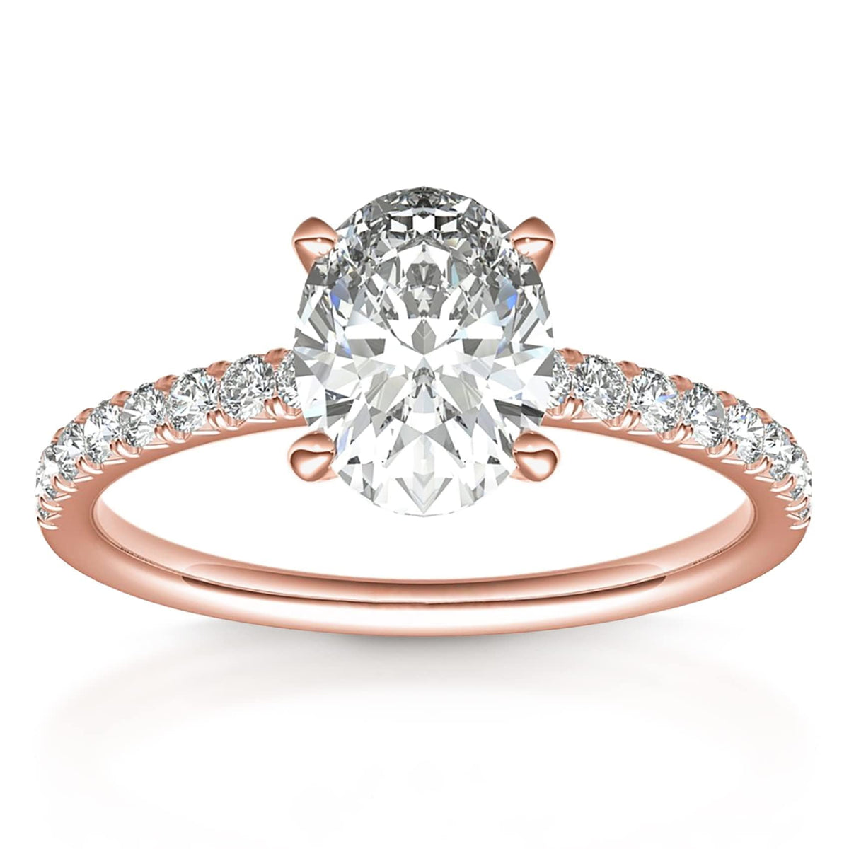 PAVOI 14K Rose Gold Plated Engagement Ring For Women | Wedding Ring For Women | Oval Womens Fake Engagement Ring | Size 6.5