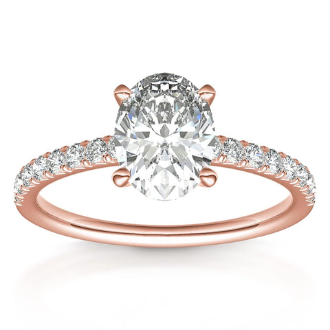 PAVOI 14K Rose Gold Plated Engagement Ring For Women | Wedding Ring For Women | Oval Womens Fake Engagement Ring | Size 6.5