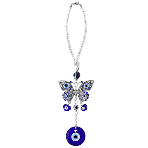 Cobee Evil Eye Car Hanging Ornament- Evil Blue Eye Charms for Car Rear View Mirror, Evil Eye Beaded Decor Car Charms Pendant, Car Amulet Ornament for Protection & Blessing (Butterfly Evil Eye)