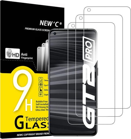 NEW'C 3 Pack Designed for Realme GT 2 Pro Screen Protector Tempered Glass,Case Friendly Scratch-proof, Bubble Free, Ultra Resistant