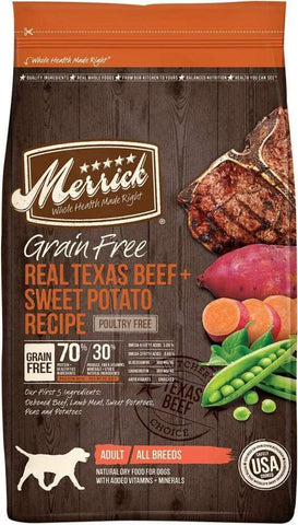 Merrick Grain Free Texas Beef + Sweet Potato Recipe Dry Dog Food, 4 lbs.