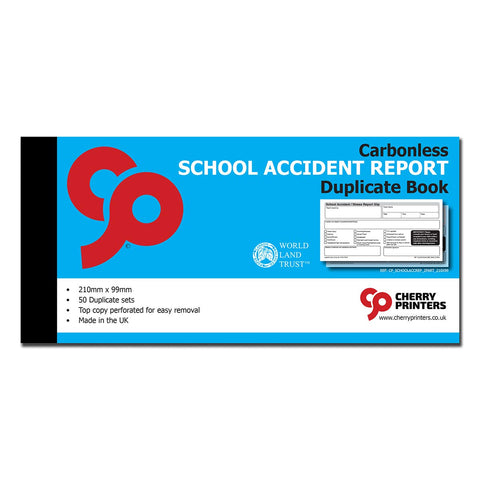 Cherry Carbonless NCR School Accident Report Book 99 x 210mm 50 Sets Duplicate/Triplicate (Duplicate)