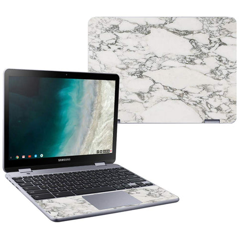 MightySkins Skin Compatible With Samsung Chromebook Plus LTE (2018) - White Marble | Protective, Durable, and Unique Vinyl Decal wrap cover | Easy To Apply, Remove, and Change Styles | Made in the USA