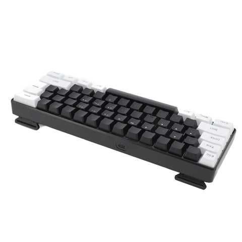 Gaming Keyboard, Wired Ergonomic Keyboard 61 Keys Contrast Color for Family (Black and White)