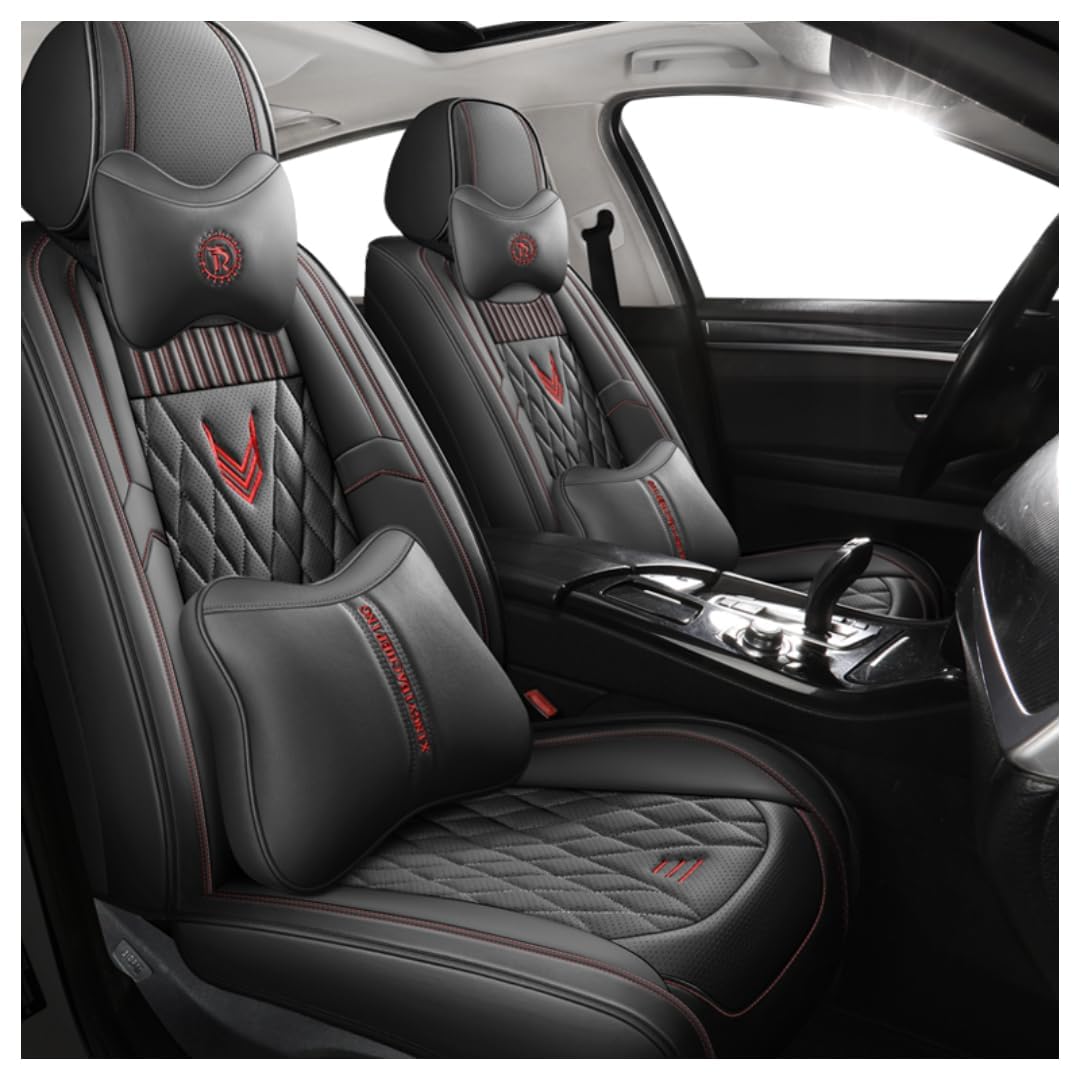 KAMNIK Car Seat Covers,For Mitsubishi Pajero V97 2007-2022,Full Set Car Leather Seat Covers Sets Protector Accessories,A-Black Deluxe